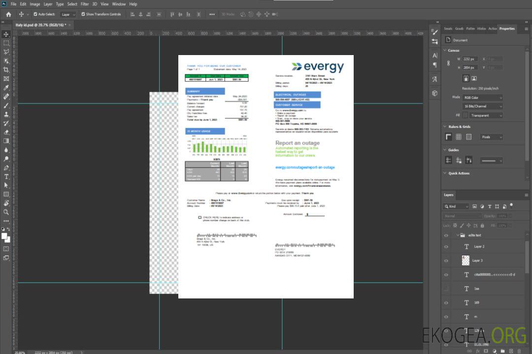 Facture commerciale du service public d'électricité du Missouri Evergy, SCR template Facture commerciale du service public d'électricité du Missouri Evergy, SCR template